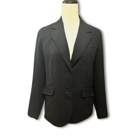 Ann Klein Blazer Suit Jacket Notch Lapel Two Button Long Sleeves Black Women's 6 - Picture 1 of 8
